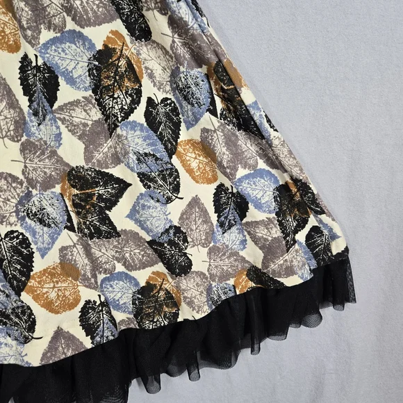 Effie's Heart Women's Fit & Flare Retro Dress Fall Leaf Print Pockets Size L - Picture 7 of 13